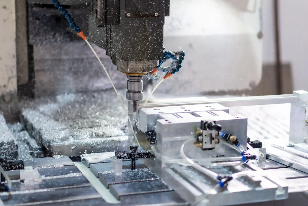 Werkzeugmaschine bearbeitet ein Metallteil